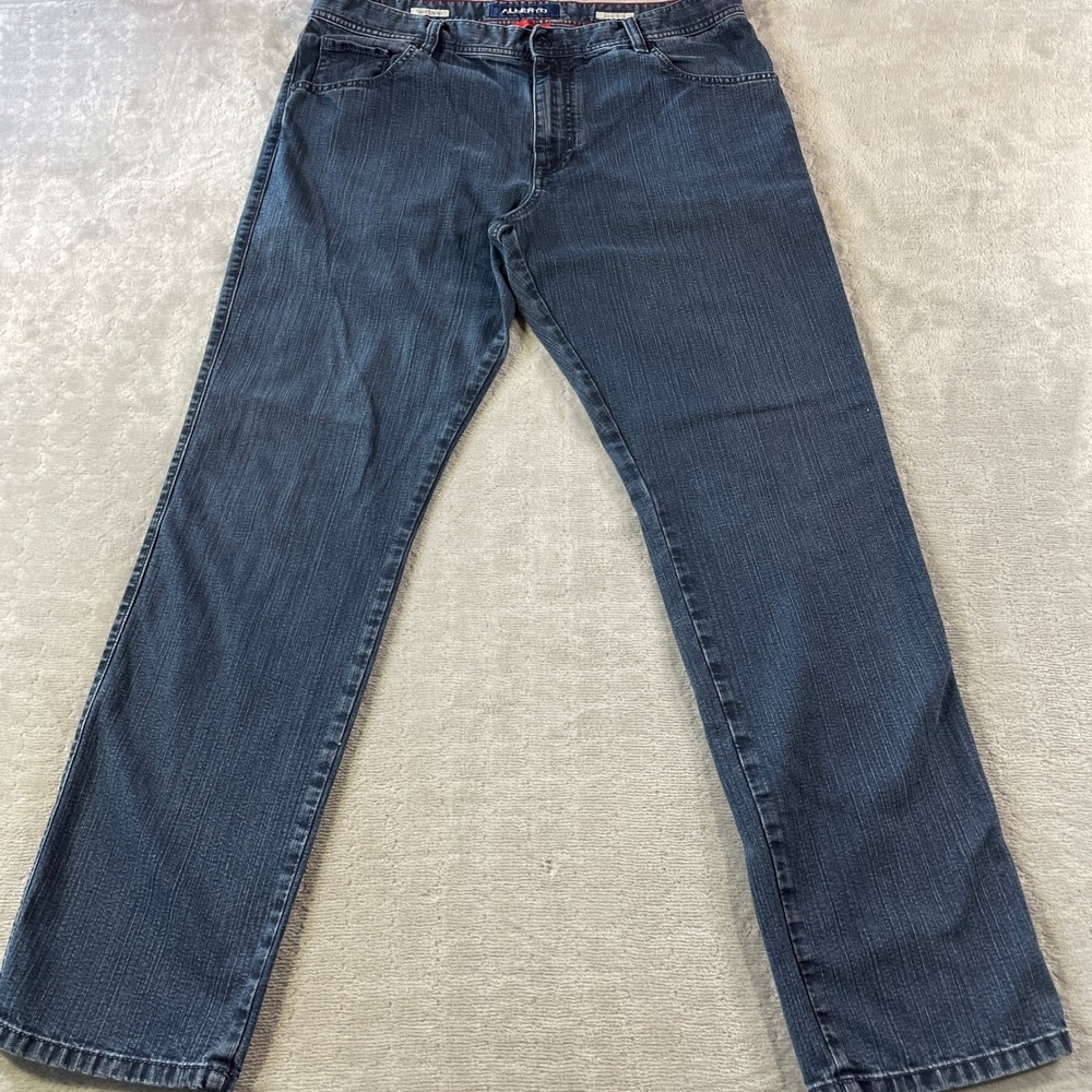 Alberto Jeans T400 Mens 38x32 Blue Dark Wash Stretch Denim Stone Modern Fit